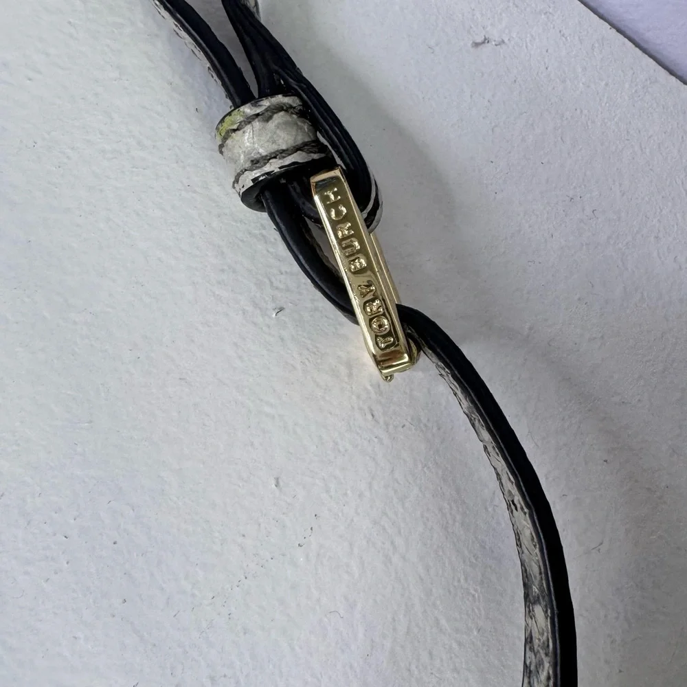 Tory Burch Clara Embossed Small Snake Printed Tote Bag  8.3" H x 8" L x 4.5" D - Picture 6 of 15